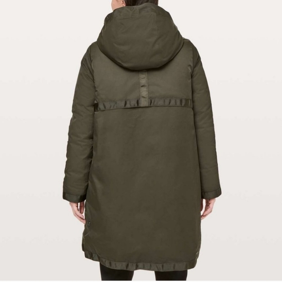 Lululemon Out In The Elements Parka - Dark Olive - Size 6  *read description* - Picture 3 of 15
